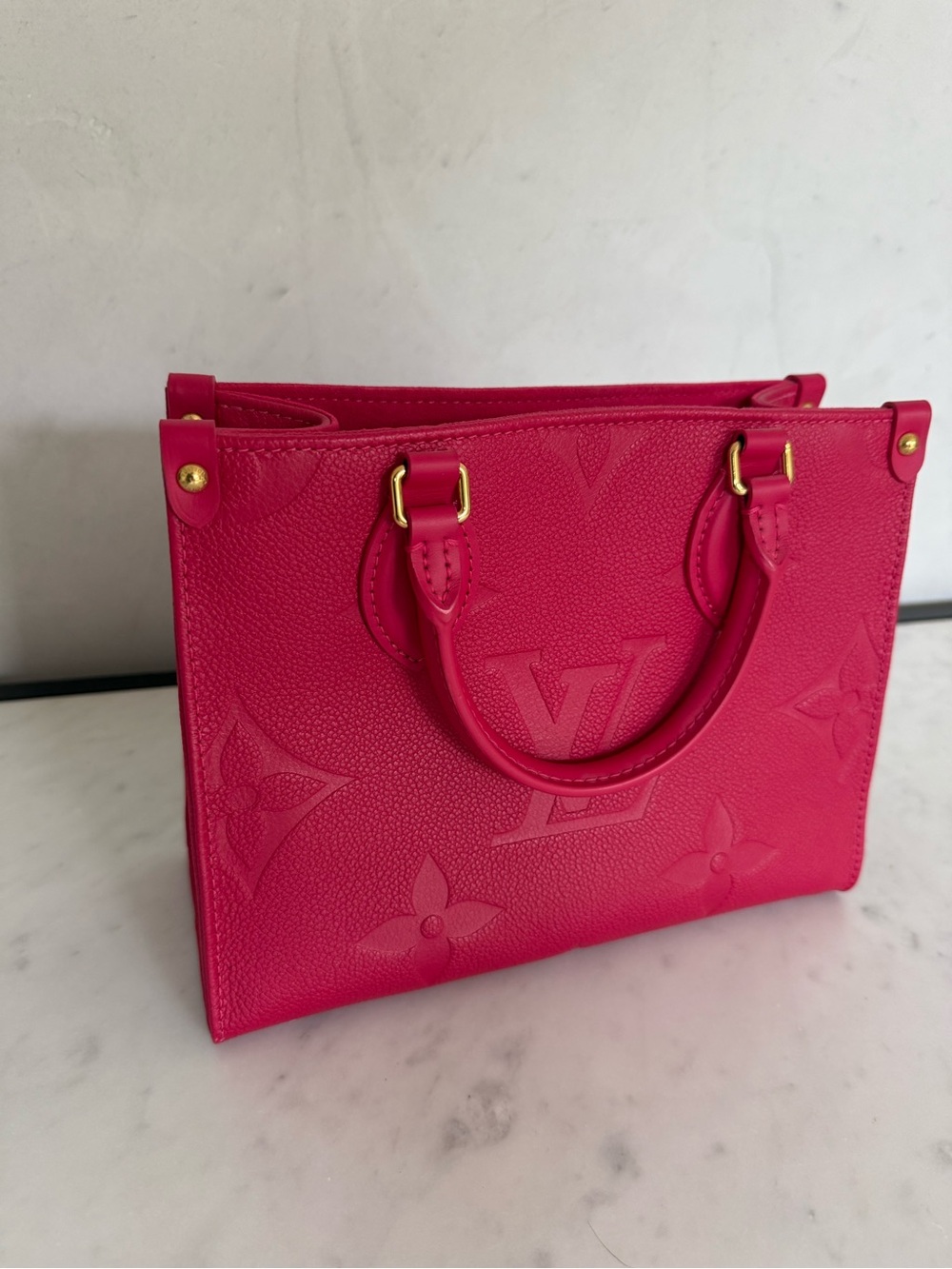 Louis Vuitton Vibrant Pink Embossed Leather Satchel